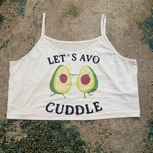 White Crop Top with Avocado Print